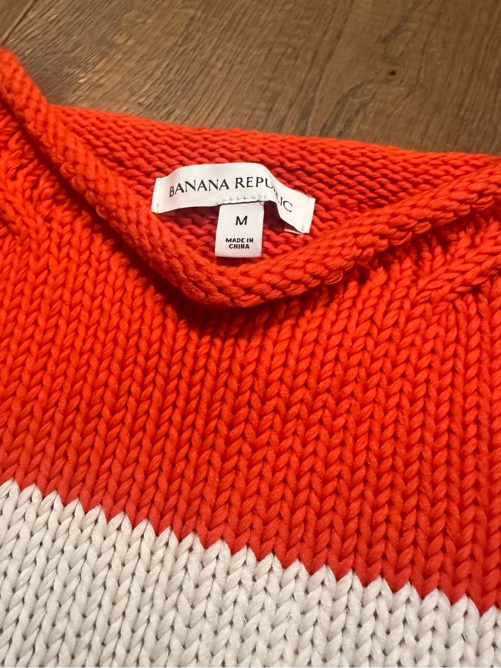 Banana Republic Orange and White Colorblock Knit Top